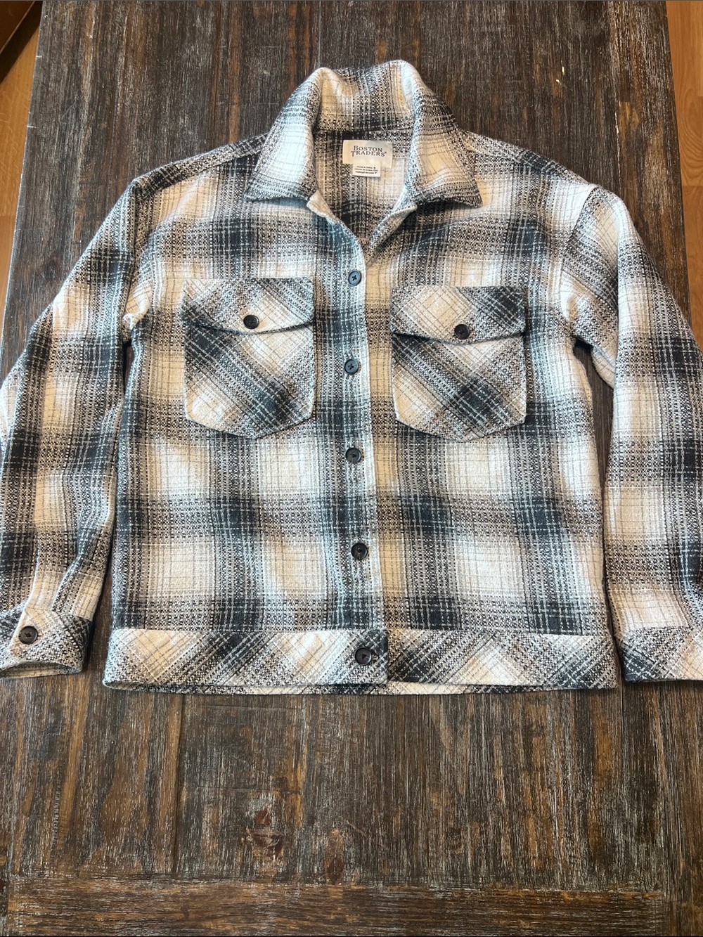 Boston Traders Black and White Plaid Button-Up Shacket